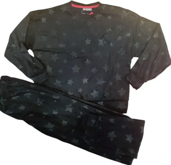 schwarzer Mädchen Samt-Pyjama mit Sternen