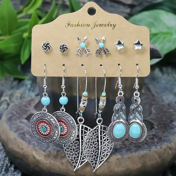 6er Set Navajo-Ohrringe im Retro-Design