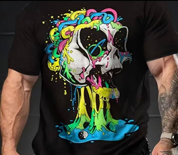 Herren T-Shirt  Totenkopf bunt