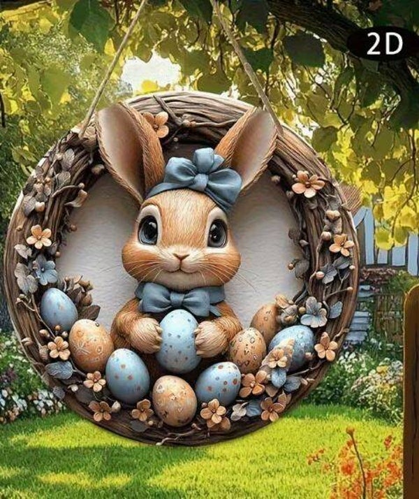 Schild Osterhase blau