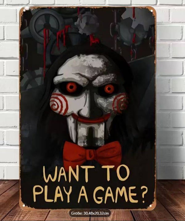 Schild Want to play a Game