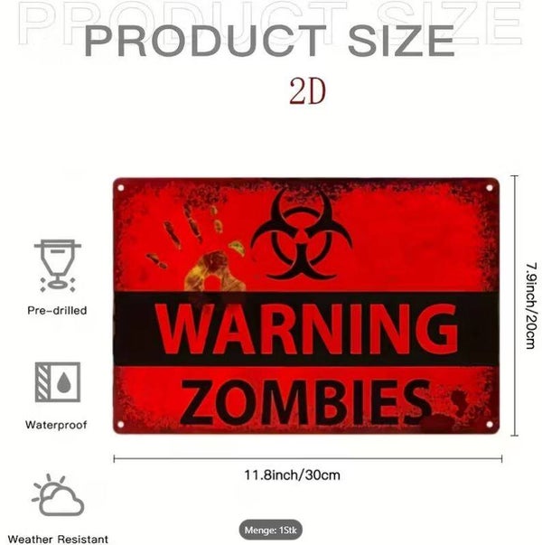Schild Warning Zombies