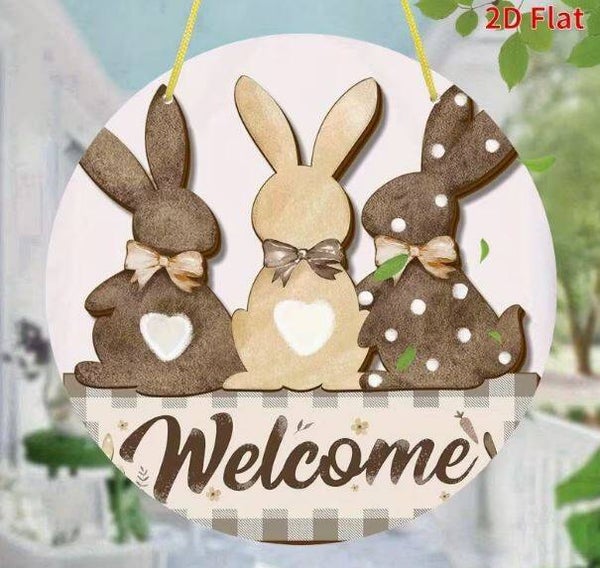 Holzschild Osterhasen-Motiv