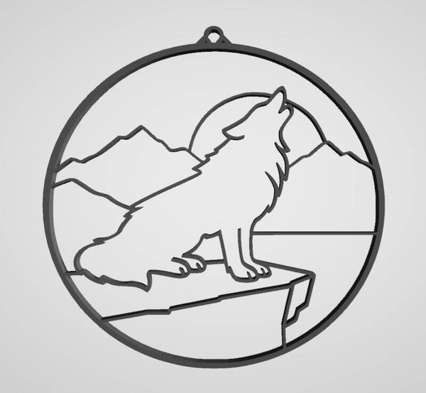 Sun Catcher Resin Frame - Howling Wolf - Exclusive Design (Stacy Davis)