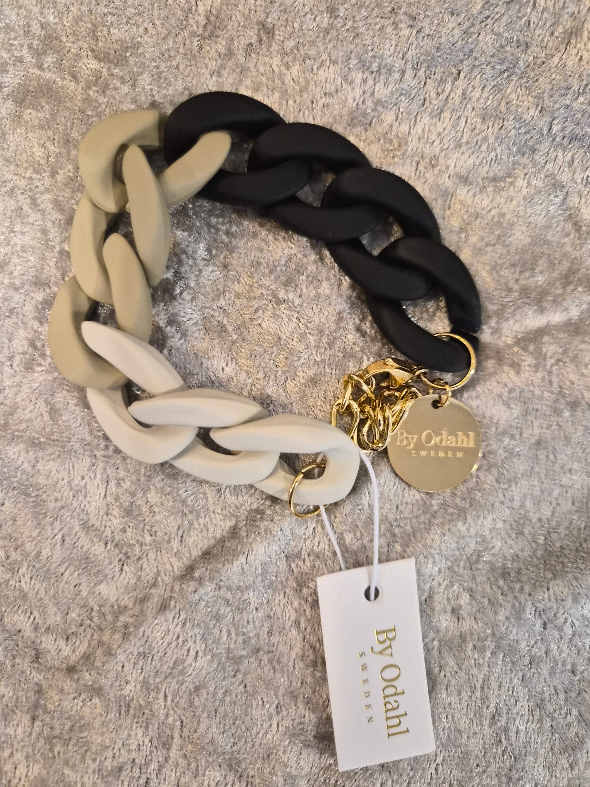 Chunky armbånd sort/beige/nougat