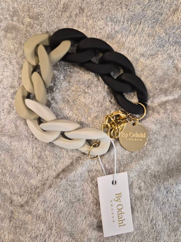 Chunky armbånd sort/beige/nougat