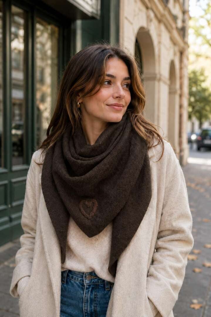 Justd`lux Trekantskjerf Kaffe