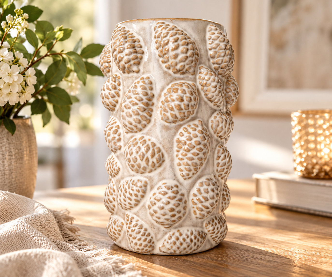 Vestavind Vase Hvit med kongler
