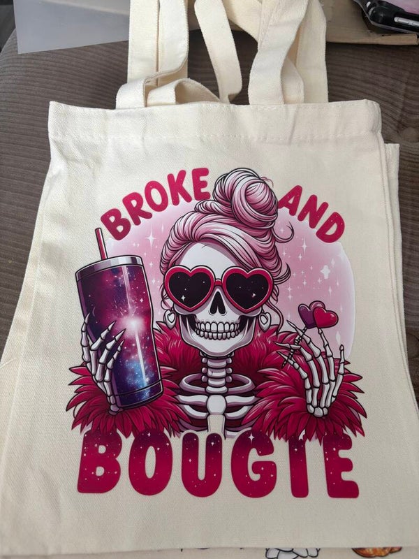 Small Tote Bag – Pink Bougie Skeleton with Heart Glasses & Galaxy Cup