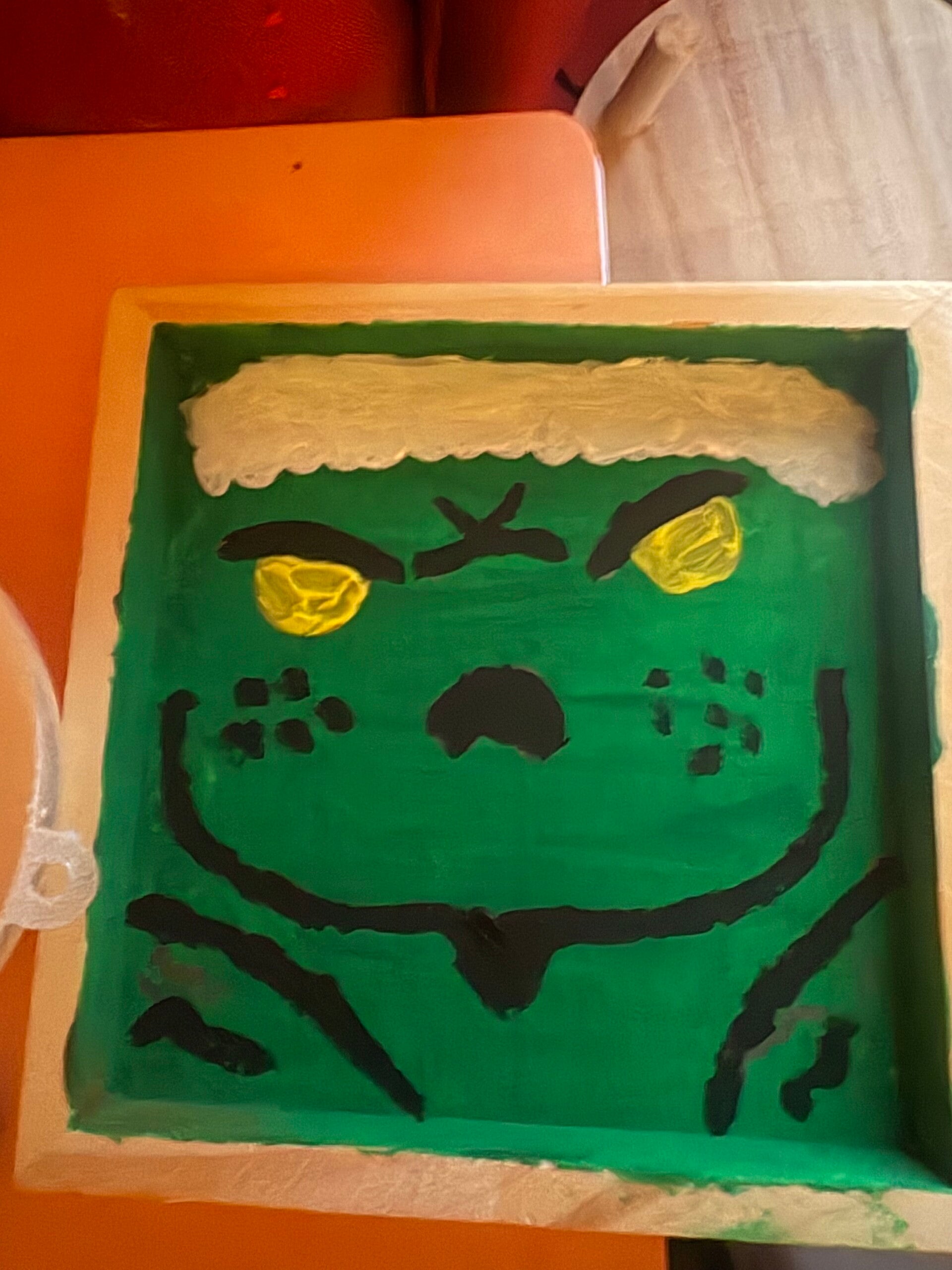 Grinch wooden hand painted tray