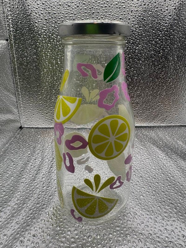 Glass Milk Bottle – Lemon Design