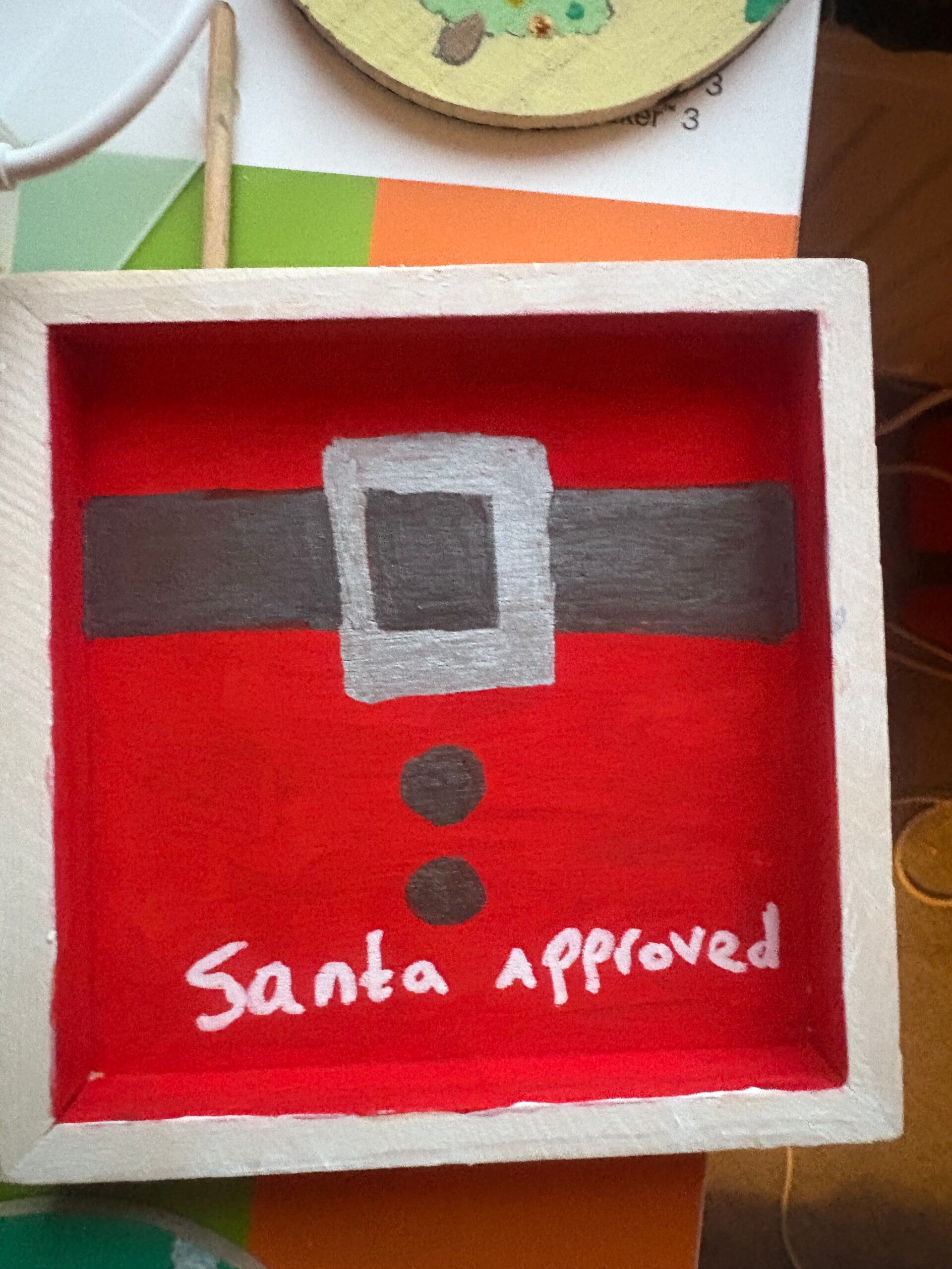 Santa's belt hand painted wooden tray