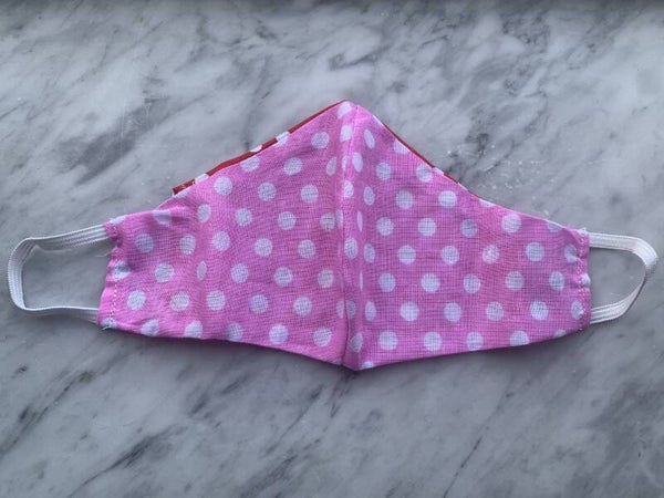 Mondkapje polkadot roze klein