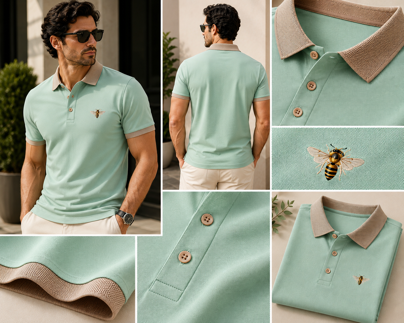 Royal Bee Signature Polo – Mint Green