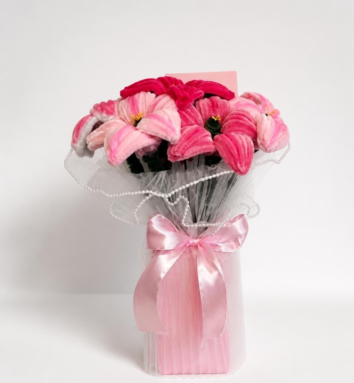Pink pipe cleaner flower bouquet