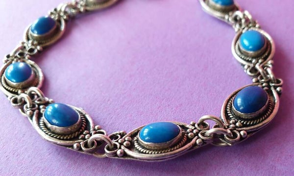 Antikes Armband Silber dunkelblau
