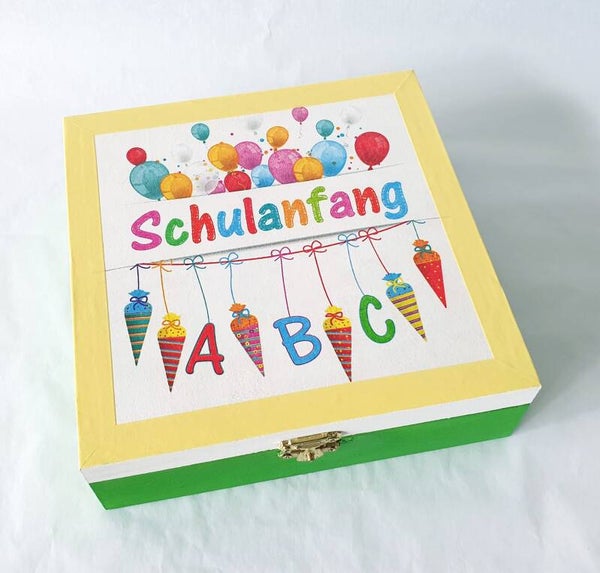 Holz Geschenkbox - Schulanfang grün
