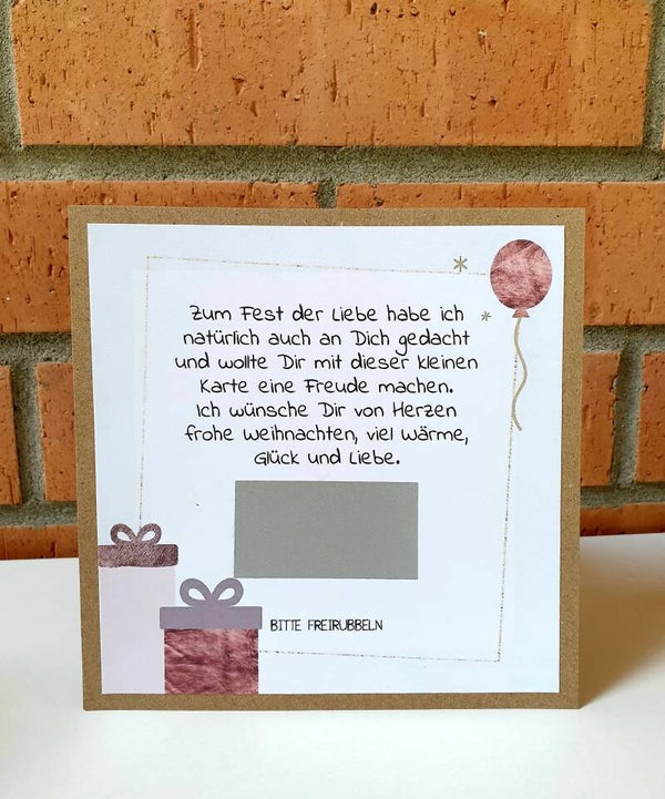 Botschafts Rubbelkarte Weihnachten DANKE, DASS ES DICH GIBT