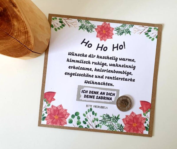 Botschafts Rubbelkarte Weihnachten HO HO HO