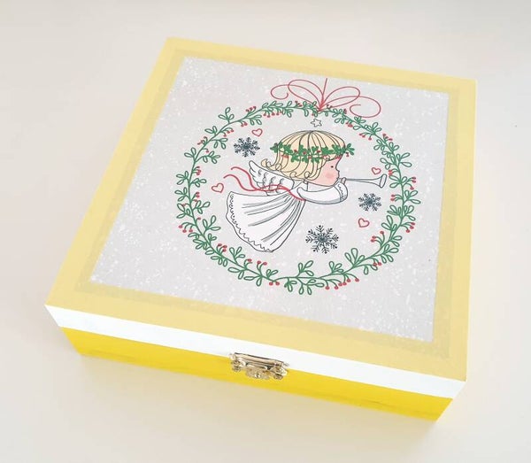 Holz Geschenkbox - Weihnachtsengel