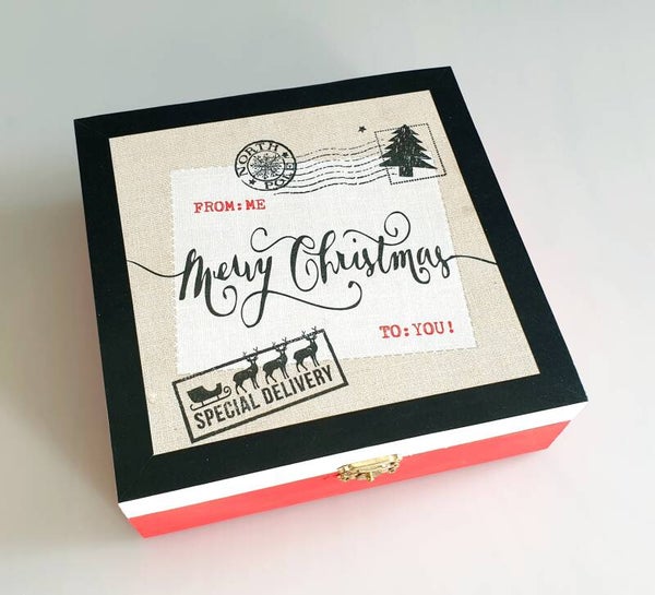Holz Geschenkbox - Merry Christmas