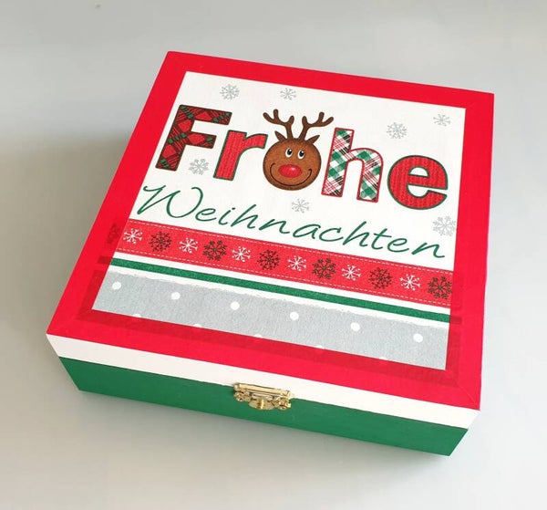 Holz Geschenkbox - Frohe Weihnachten