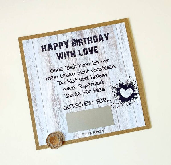 Gutschein Rubbelkarte Geburtstag MEIN SUPERHELD