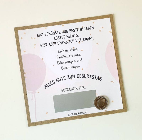 Gutschein Rubbelkarte Geburtstag DAS SCHÖNSTE UND BESTE IM LEBEN