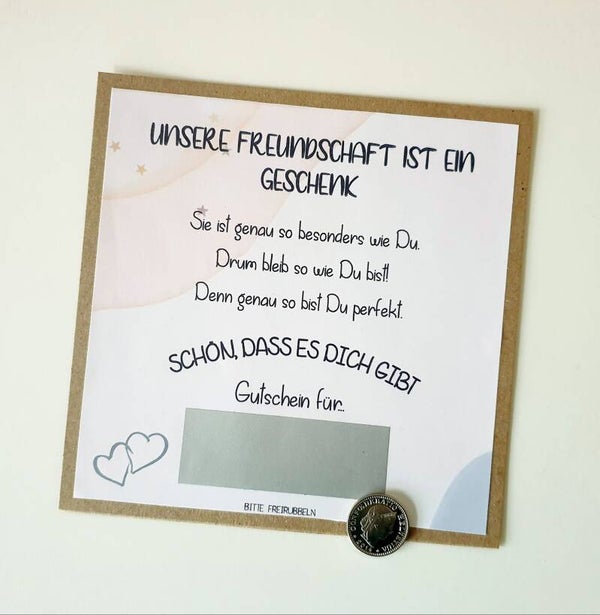 Gutschein Rubbelkarte Freundschaft UNSERE FREUNDSCHAFT