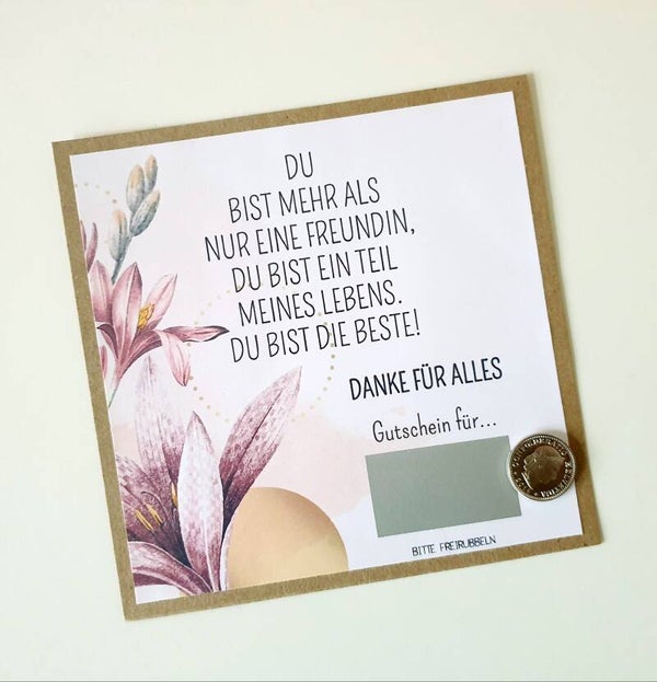 Gutschein Rubbelkarte Freundschaft DU BIST DIE BESTE