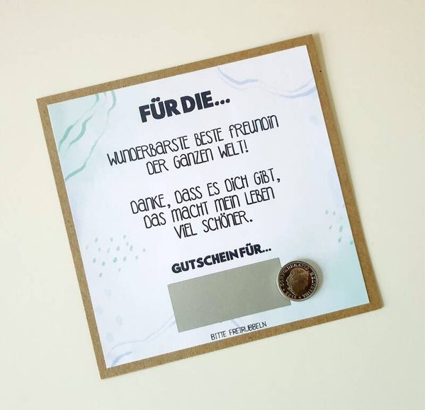 Gutschein Rubbelkarte Freundschaft BESTE FREUNDIN