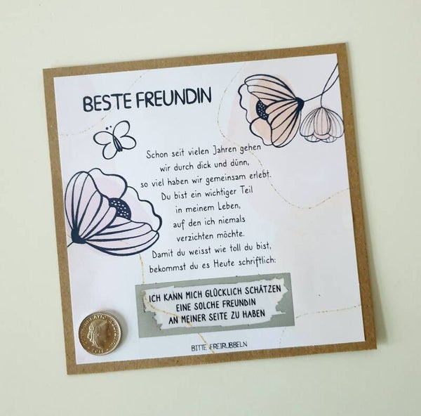 Botschafts Rubbelkarte Freundschaft DURCH DICK UND DÜNN