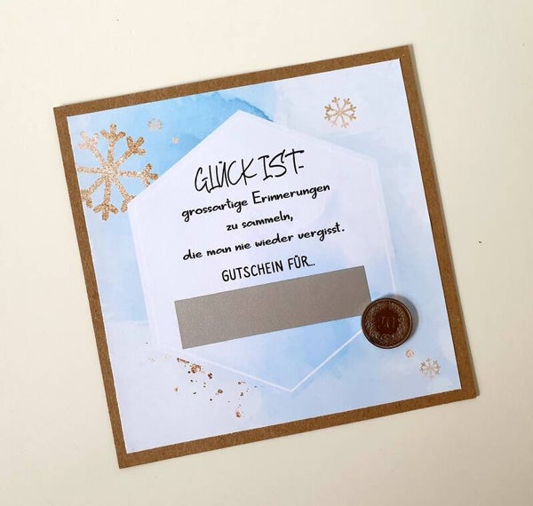 Gutschein Rubbelkarte Weihnachten GLÜCK IST