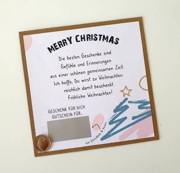 Gutschein Rubbelkarte Weihnachten MERRY CHRISTMAS