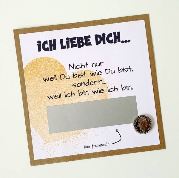 Botschafts Rubbelkarte Liebe ICH LIEBE DICH