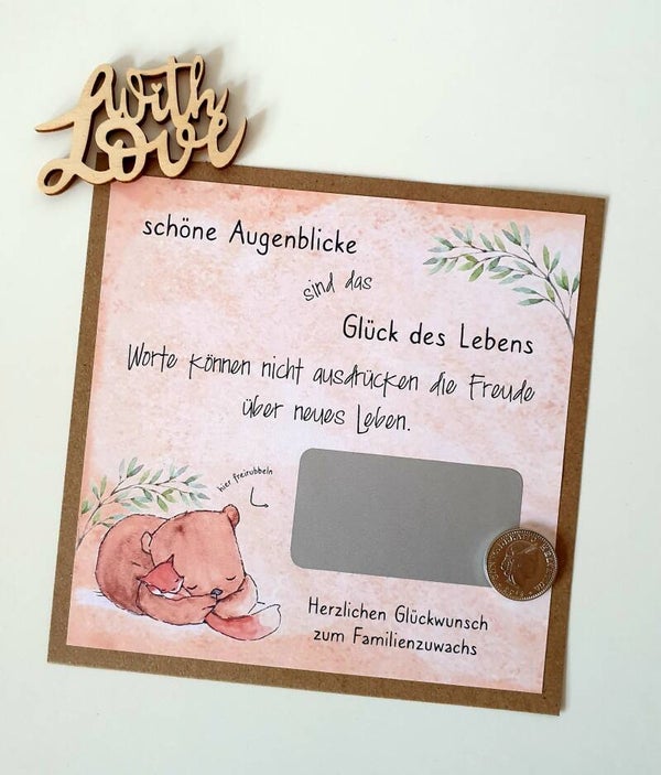 Botschafts Rubbelkarte Geburt GLÜCK DES LEBENS