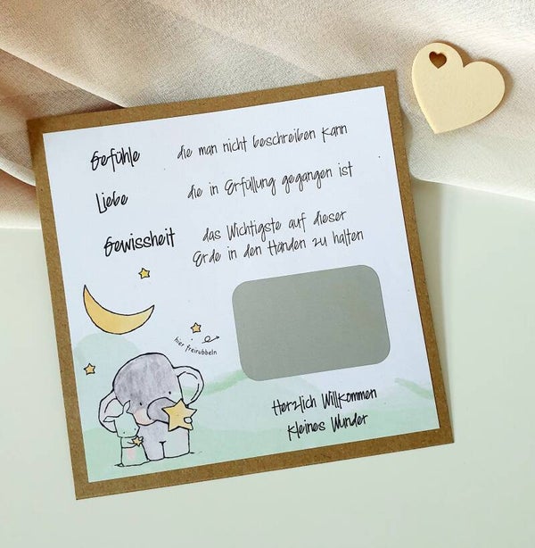 Botschafts Rubbelkarte Geburt GEFÜHLE LIEBE GEWISSHEIT