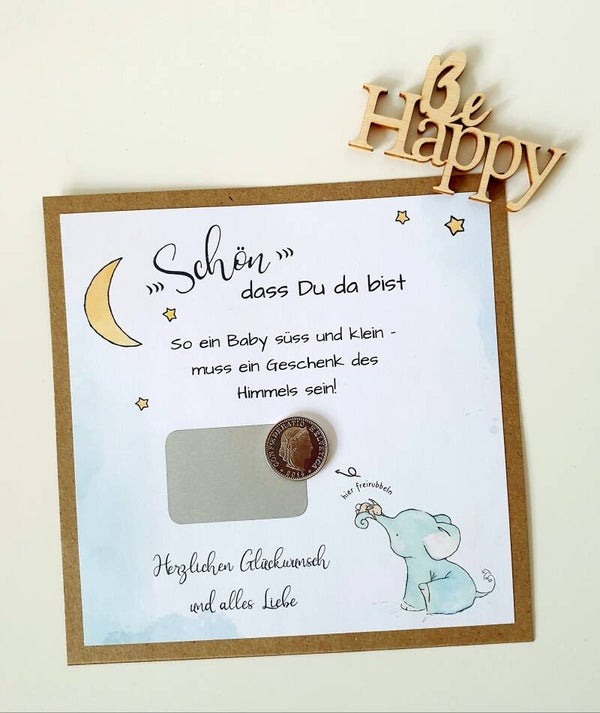 Botschafts Rubbelkarte Geburt SCHÖN, DASS DU DA BIST