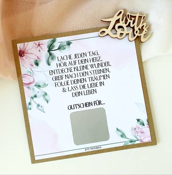 Gutschein Rubbelkarte Muttertag LACHE JEDEN TAG