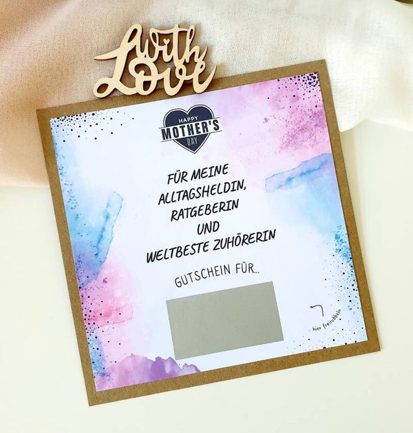 Gutschein Rubbelkarte Muttertag ALLTAGSHELDIN