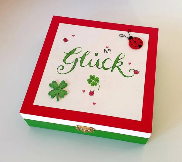 Holz Geschenkbox - Viel Glück