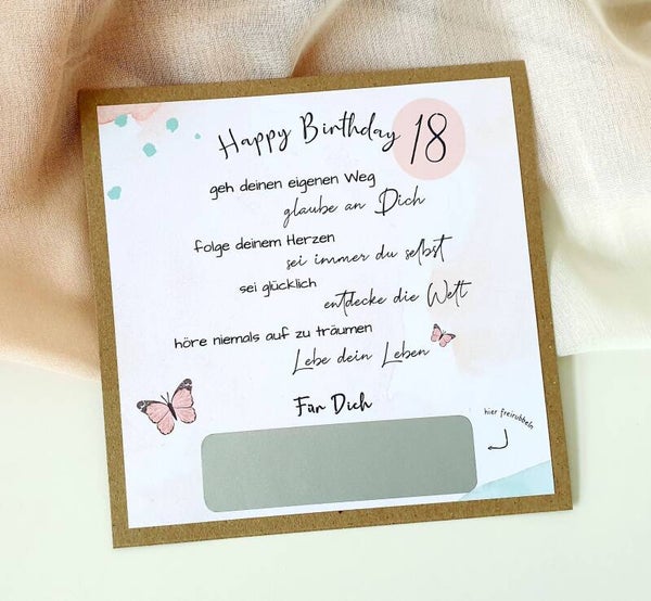 Gutschein Rubbelkarte Geburtstag LEBE DEIN LEBEN