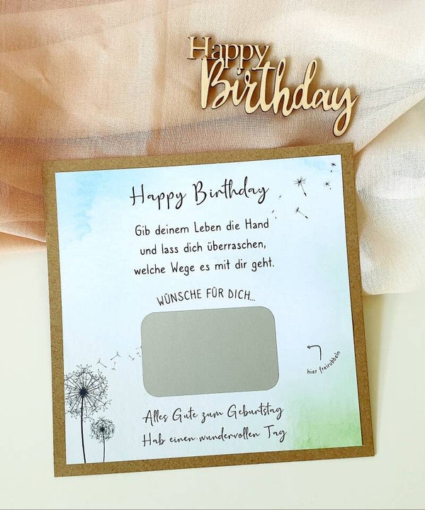 Botschafts Rubbelkarte Geburtstag WÜNSCHE FÜR DICH