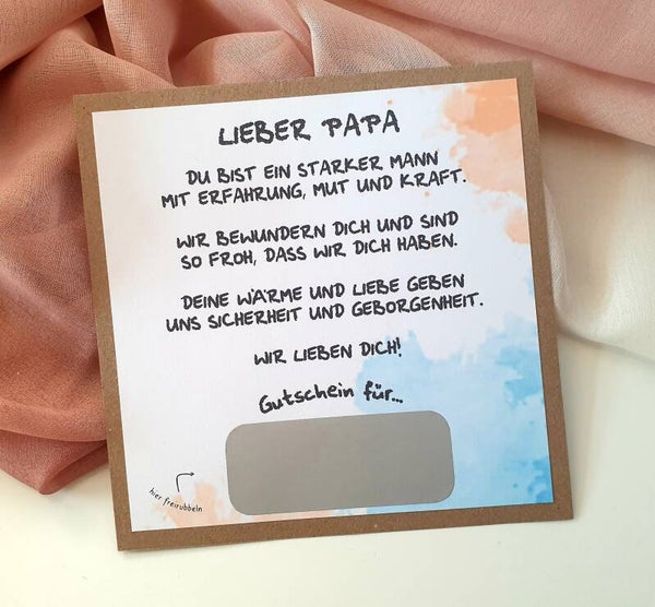 Gutschein Rubbelkarte Vatertag WIR LIEBEN DICH