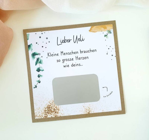 Botschafts Rubbelkarte GÖTTI FRAGE Kleine Menschen