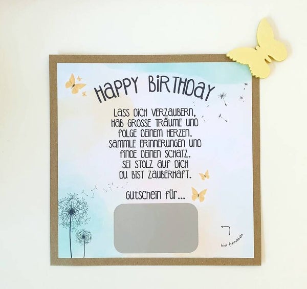 Gutschein Rubbelkarte Geburtstag LASS DICH VERZAUBERN