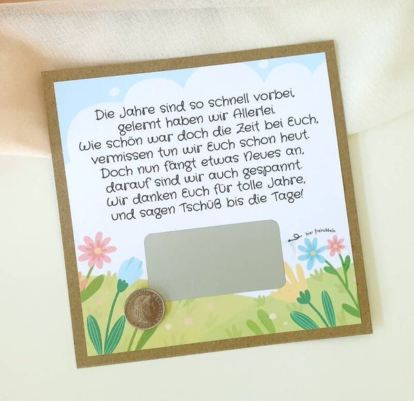 Botschafts Rubbelkarte Abschied Kita/Kiga ES WAR SO SCHÖN BEI EUCH