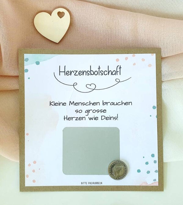 Botschafts Rubbelkarte Abschied Kita/Kiga HERZENSBOTSCHAFT