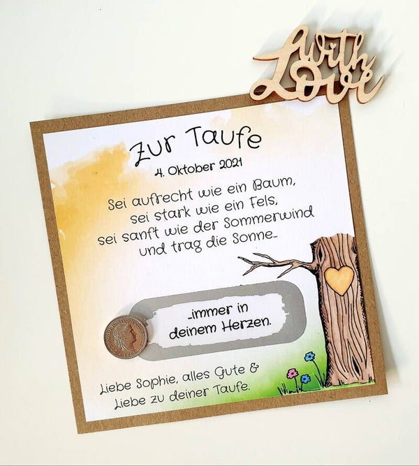 Botschafts Rubbelkarte Taufe BAUM