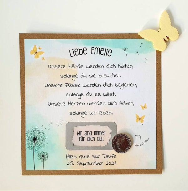 Botschafts Rubbelkarte Taufe WIR SIND IMMER FÜR DICH DA